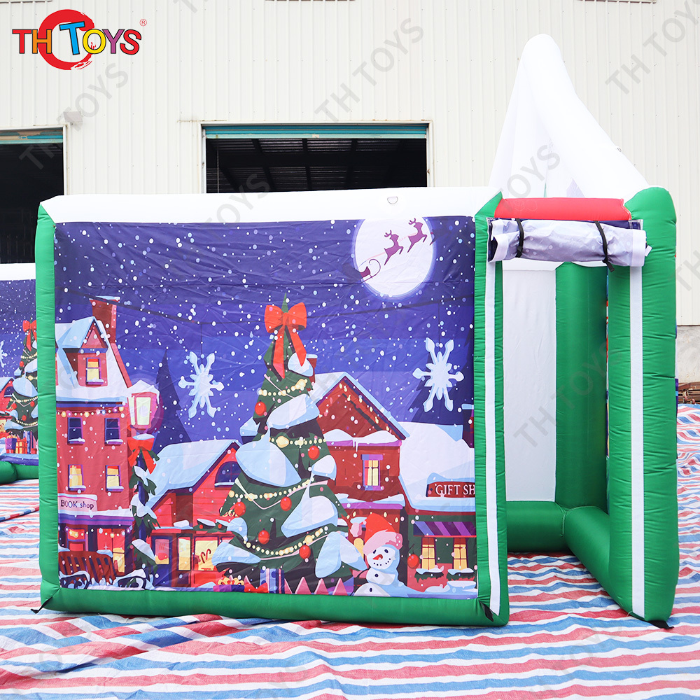 free air ship to door,new Christmas inflatable maze, Outdoor Giant Inflatable Christmas Snow Maze Inflatable obstacle field