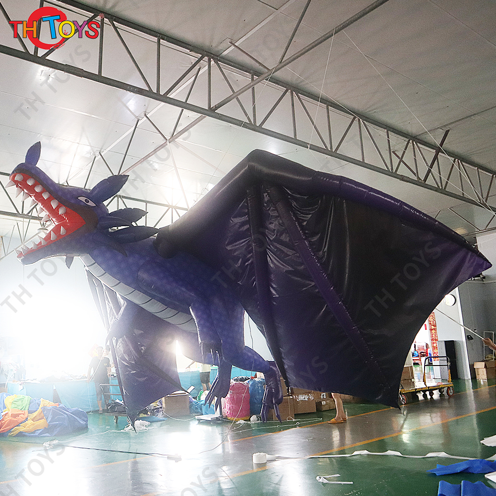 Free air ship to door, stage decorative inflatable hanging flying dragon,customized 6.3m high inflatable dargon balloon
