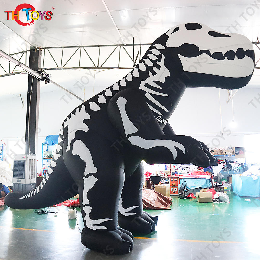 6m 20ft Giant Outdoor Halloween Inflatable Decorations Black and White Skull Skeleton T-Rex Dinosaur For Sale