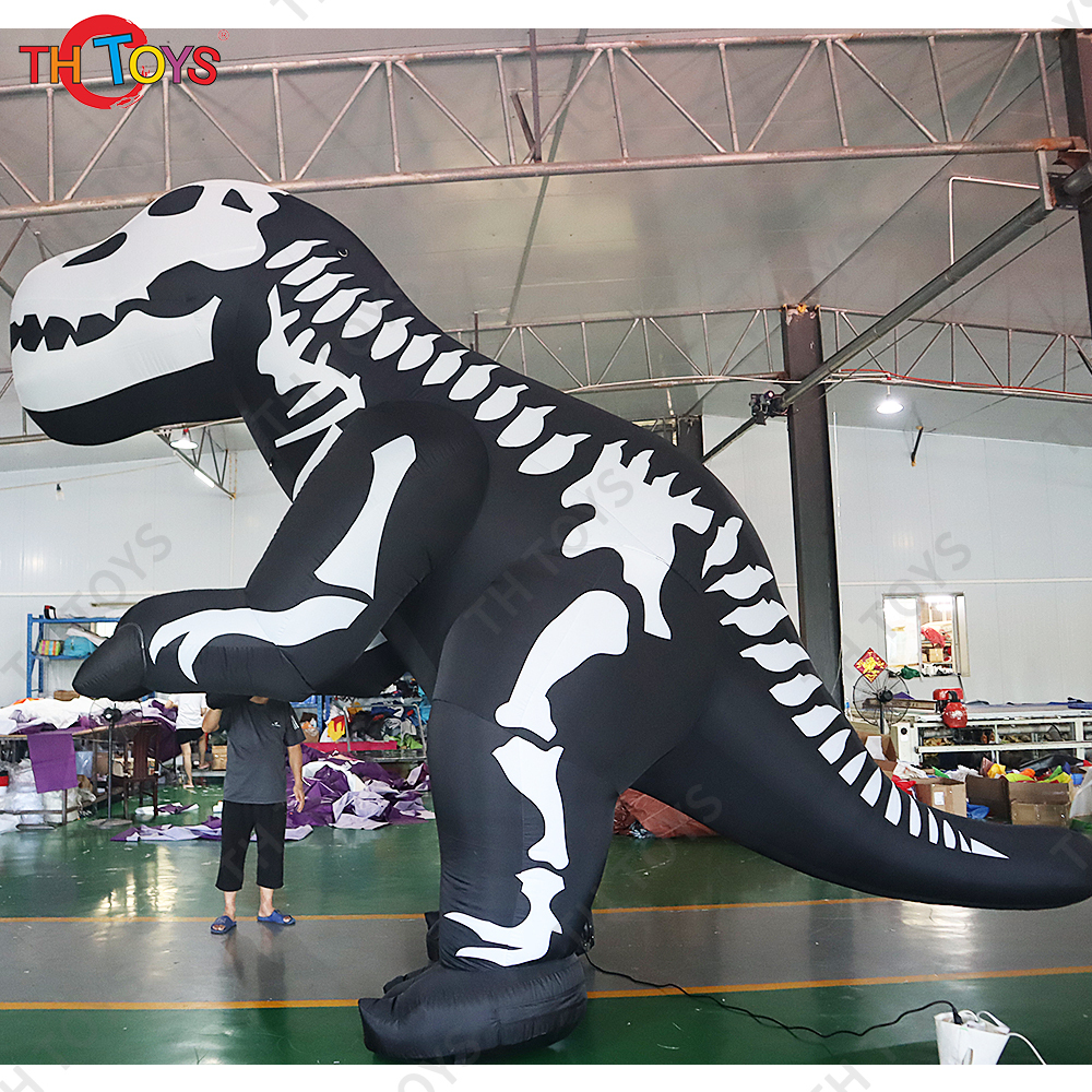 6m 20ft Giant Outdoor Halloween Inflatable Decorations Black and White Skull Skeleton T-Rex Dinosaur For Sale