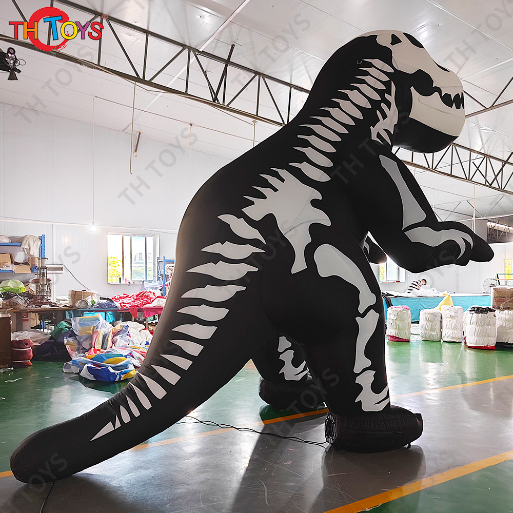 6m 20ft Giant Outdoor Halloween Inflatable Decorations Black and White Skull Skeleton T-Rex Dinosaur For Sale