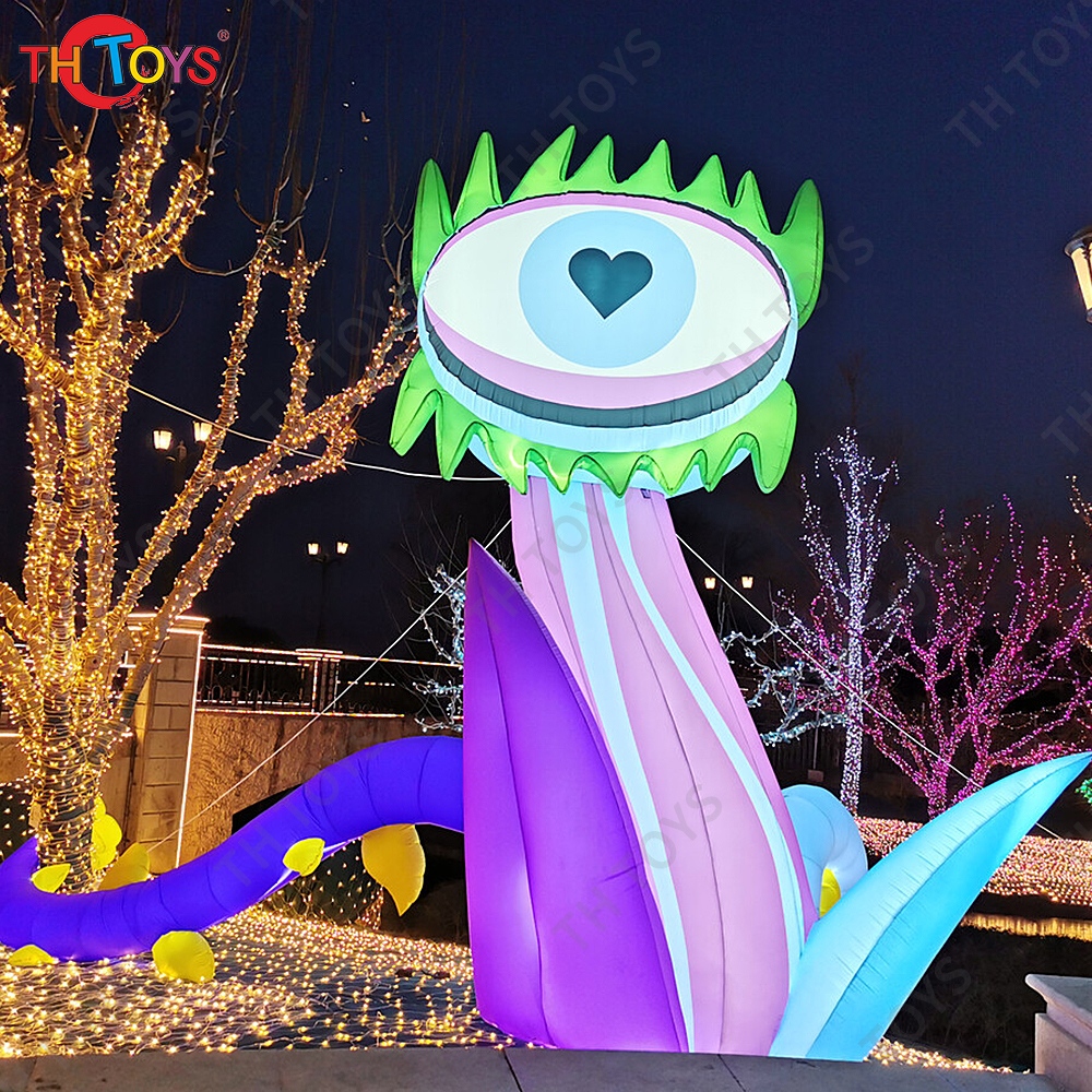 Halloween Decoration Giant Inflatable Eye Air Blow Eyeball Flower LED Light Air Blow Alien Creature Standing Monster
