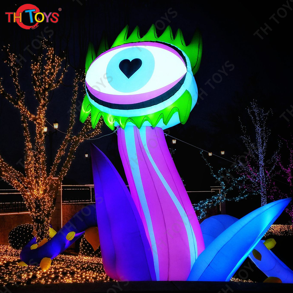 Halloween Decoration Giant Inflatable Eye Air Blow Eyeball Flower LED Light Air Blow Alien Creature Standing Monster