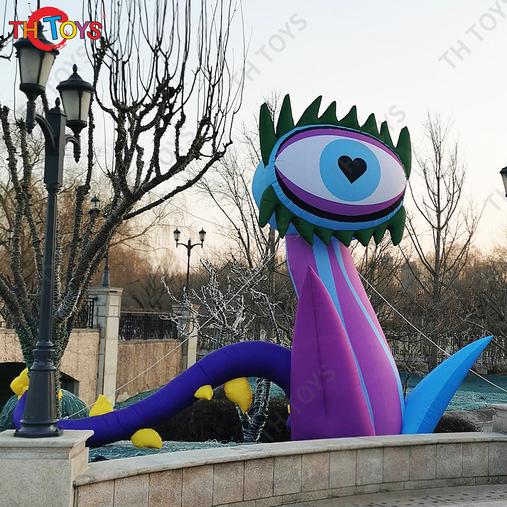 Halloween Decoration Giant Inflatable Eye Air Blow Eyeball Flower LED Light Air Blow Alien Creature Standing Monster