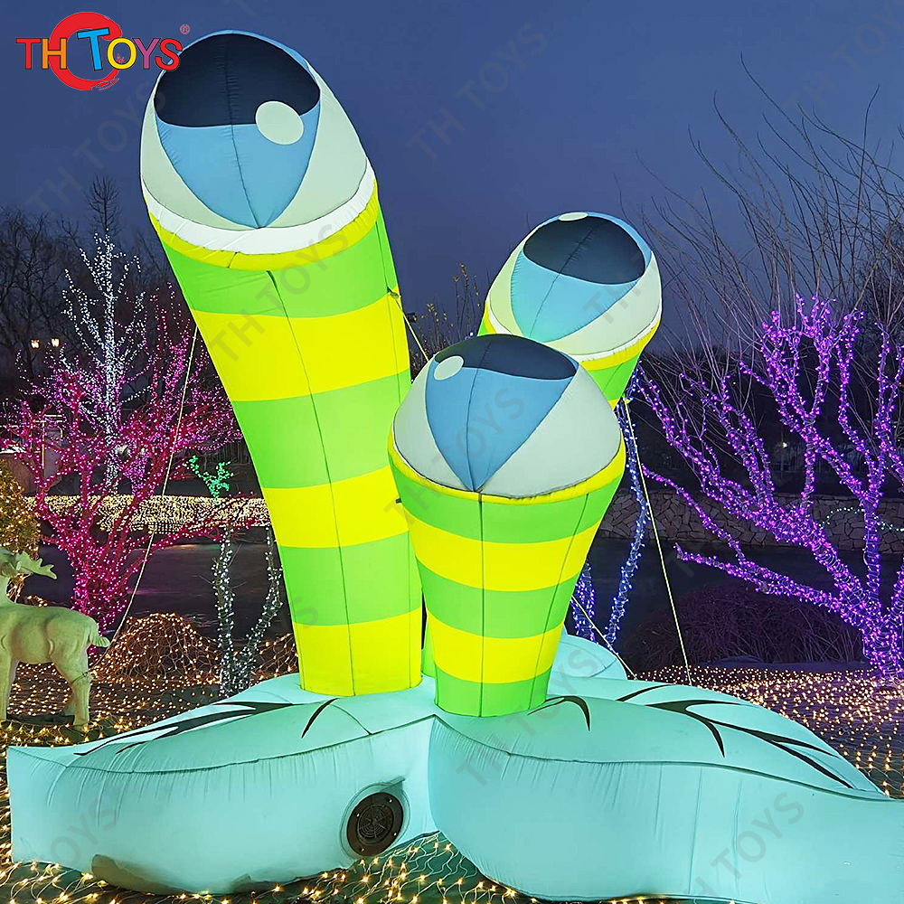 Halloween Decoration Giant Inflatable Eye Air Blow Eyeball Flower LED Light Air Blow Alien Creature Standing Monster