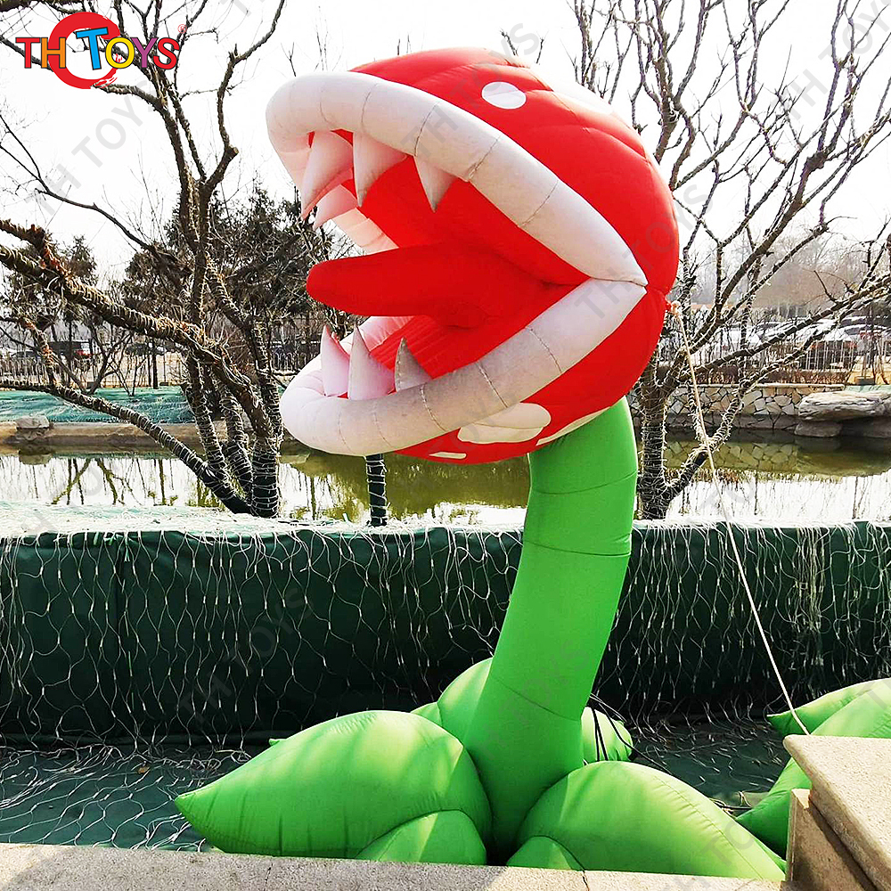Halloween Decoration Giant Inflatable Chomper Air Blow Flower LED Light Air Blow Alien Creature Standing Monster
