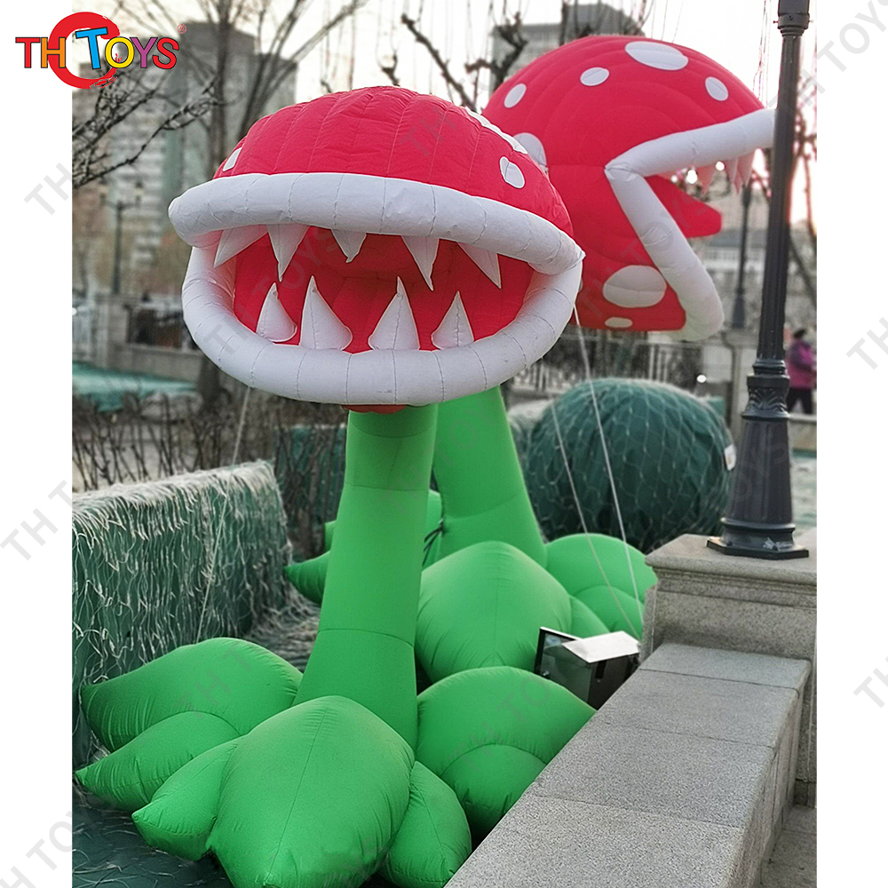Halloween Decoration Giant Inflatable Chomper Air Blow Flower LED Light Air Blow Alien Creature Standing Monster
