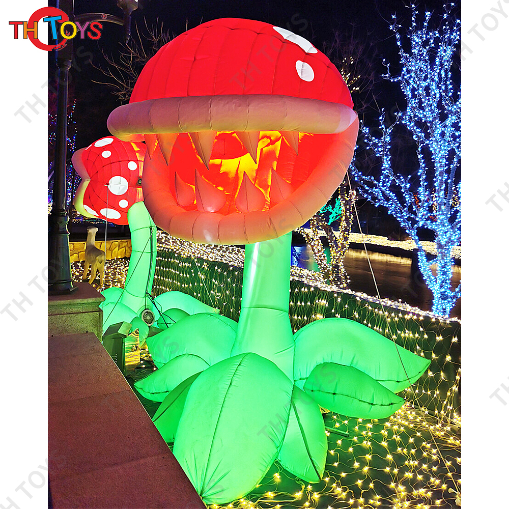 Halloween Decoration Giant Inflatable Chomper Air Blow Flower LED Light Air Blow Alien Creature Standing Monster
