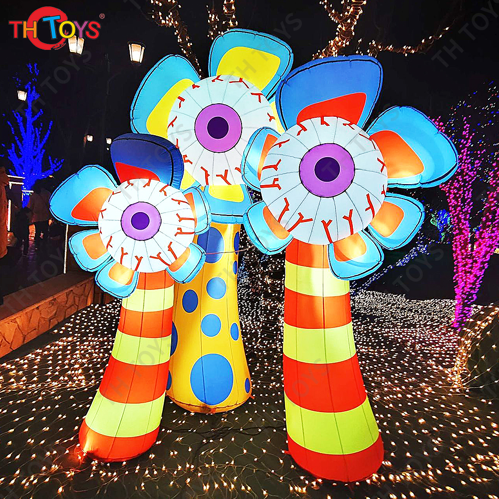 [Copy]Halloween Decoration Giant Inflatable Eye Air Blow Eyeball Flower LED Light Air Blow Alien Creature Standing Monster