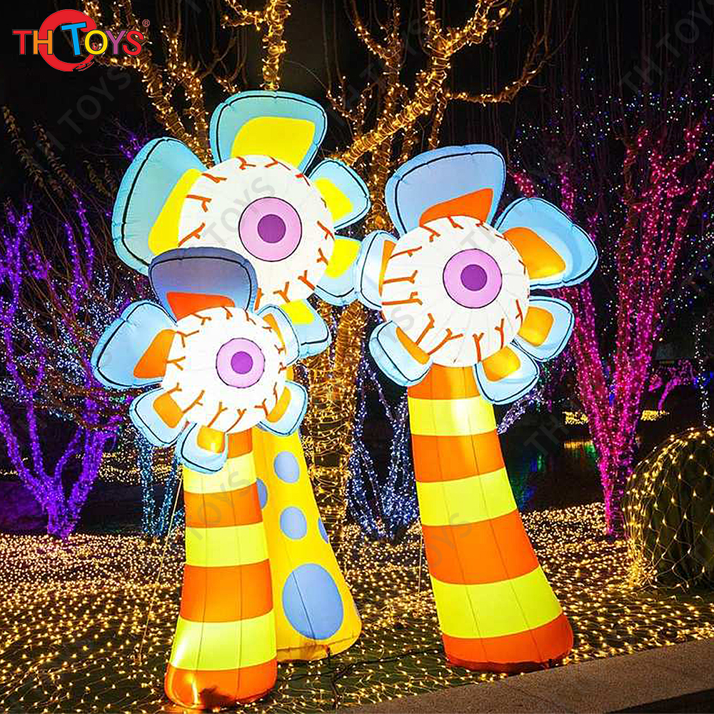 [Copy]Halloween Decoration Giant Inflatable Eye Air Blow Eyeball Flower LED Light Air Blow Alien Creature Standing Monster