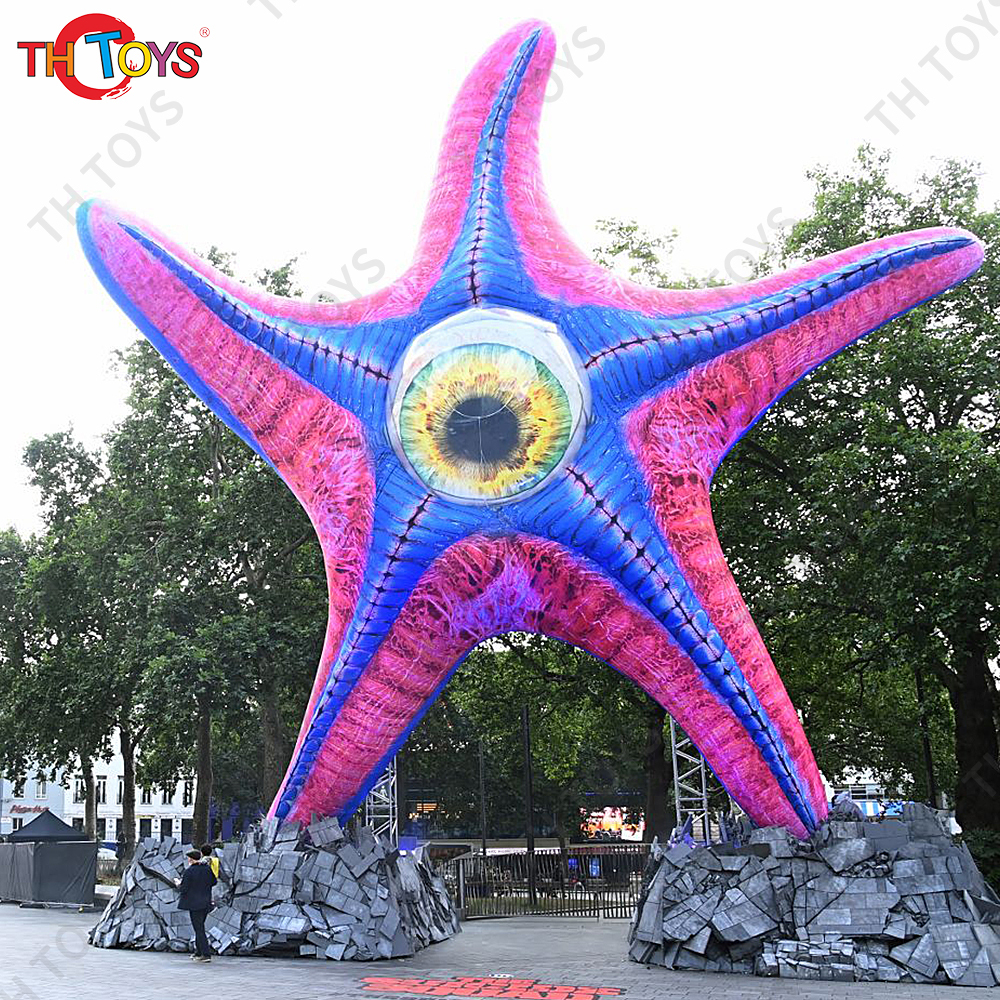 Amazing Large Inflatable Starfish Monster Balloon Star-shaped Sea Animal Model With One Eye For Building Wall Decoration