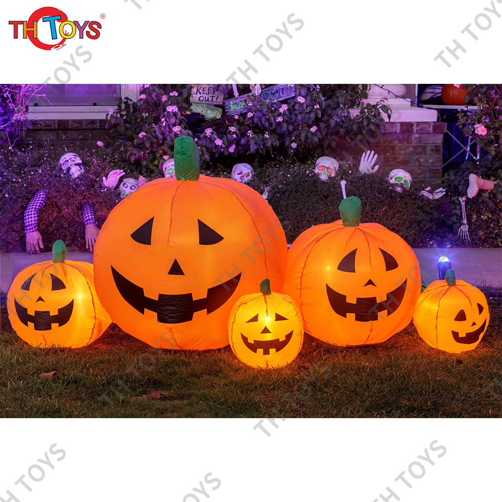 Free air ship to door,3m 10ft long Halloween Yard Decoration Inflatable Pumpkin Model with light