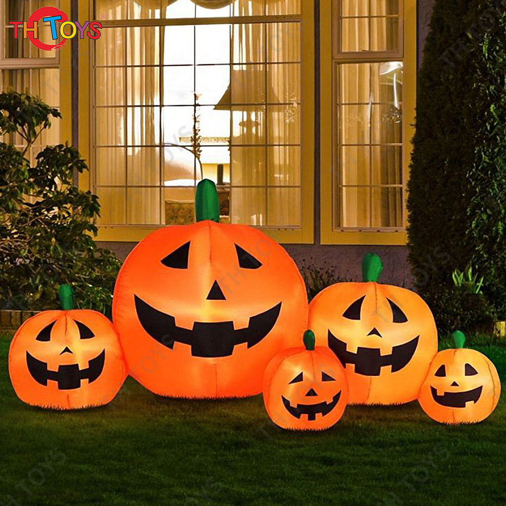 Free air ship to door,3m 10ft long Halloween Yard Decoration Inflatable Pumpkin Model with light