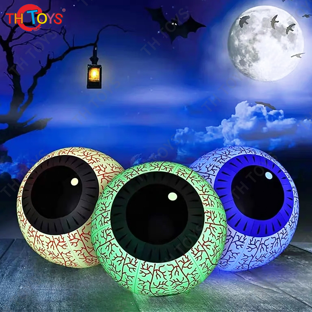 Free Door Shipping Inflatable Halloween Eyeball With LED Lights Holiday Horror Decorations Garden Yard Luminous Decoration