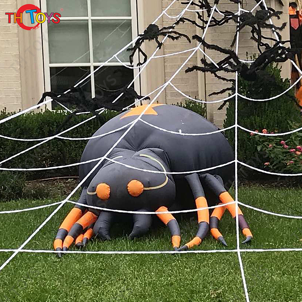 free air ship to door,Giant Inflatable spider halloween animal backyard decoration, 6m 20ft black spider model balloon