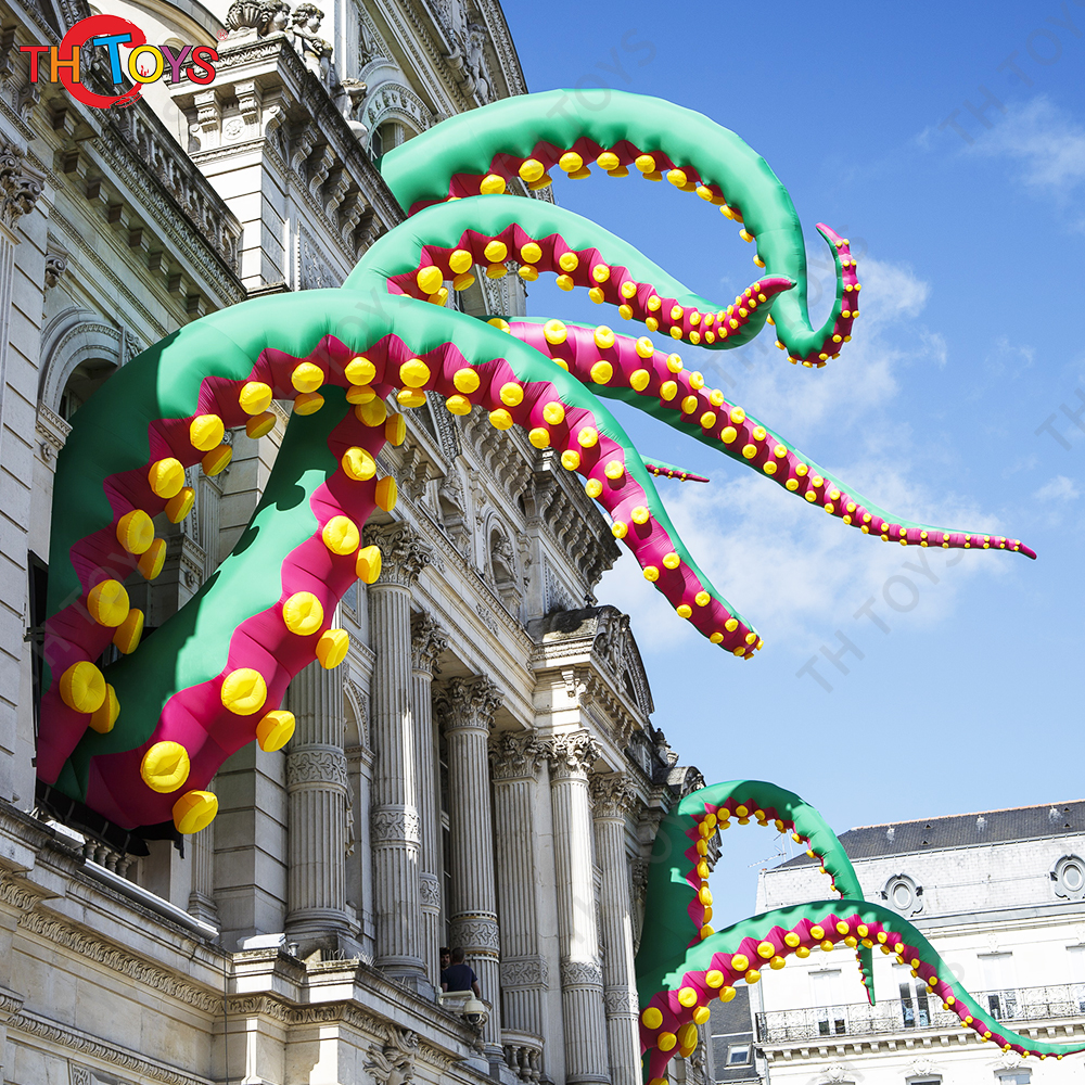 inflatable tentacles Customized Urban-Art outdoor green giant inflatable octopus tentacle inflatable inkfish feet for decoration