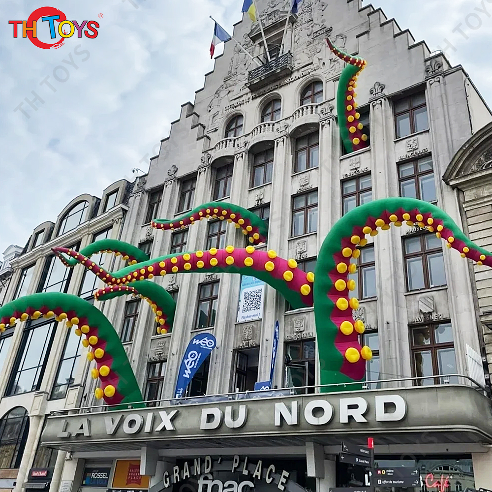 inflatable tentacles Customized Urban-Art outdoor green giant inflatable octopus tentacle inflatable inkfish feet for decoration