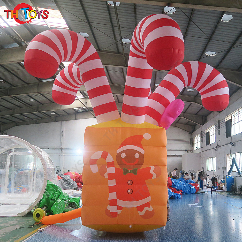 Free Air Shipping Outdoor Giant Christmas Decoration Ornaments Inflatable Gift Box With Candy Canes