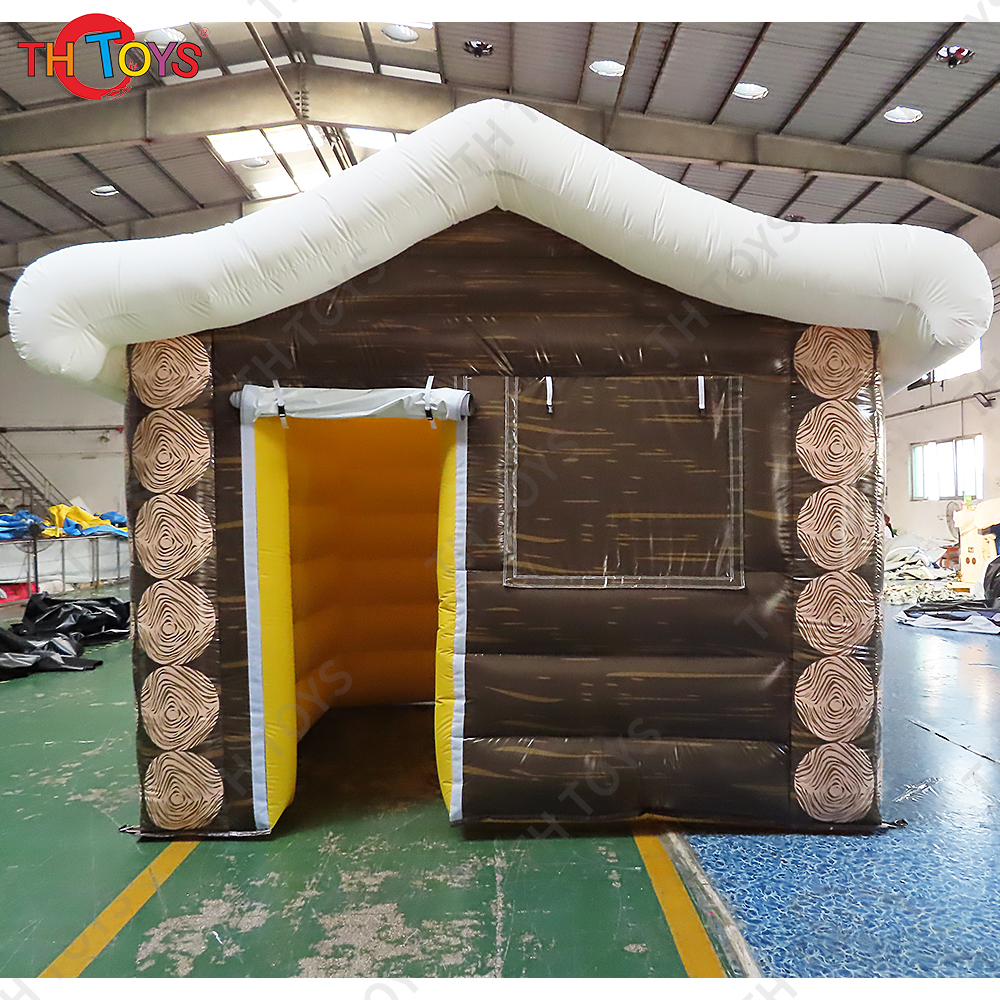 Free Air Shipping Beautiful Printing Inflatable Christmas House Blow Up Bouncy Santa Grotto for Sale