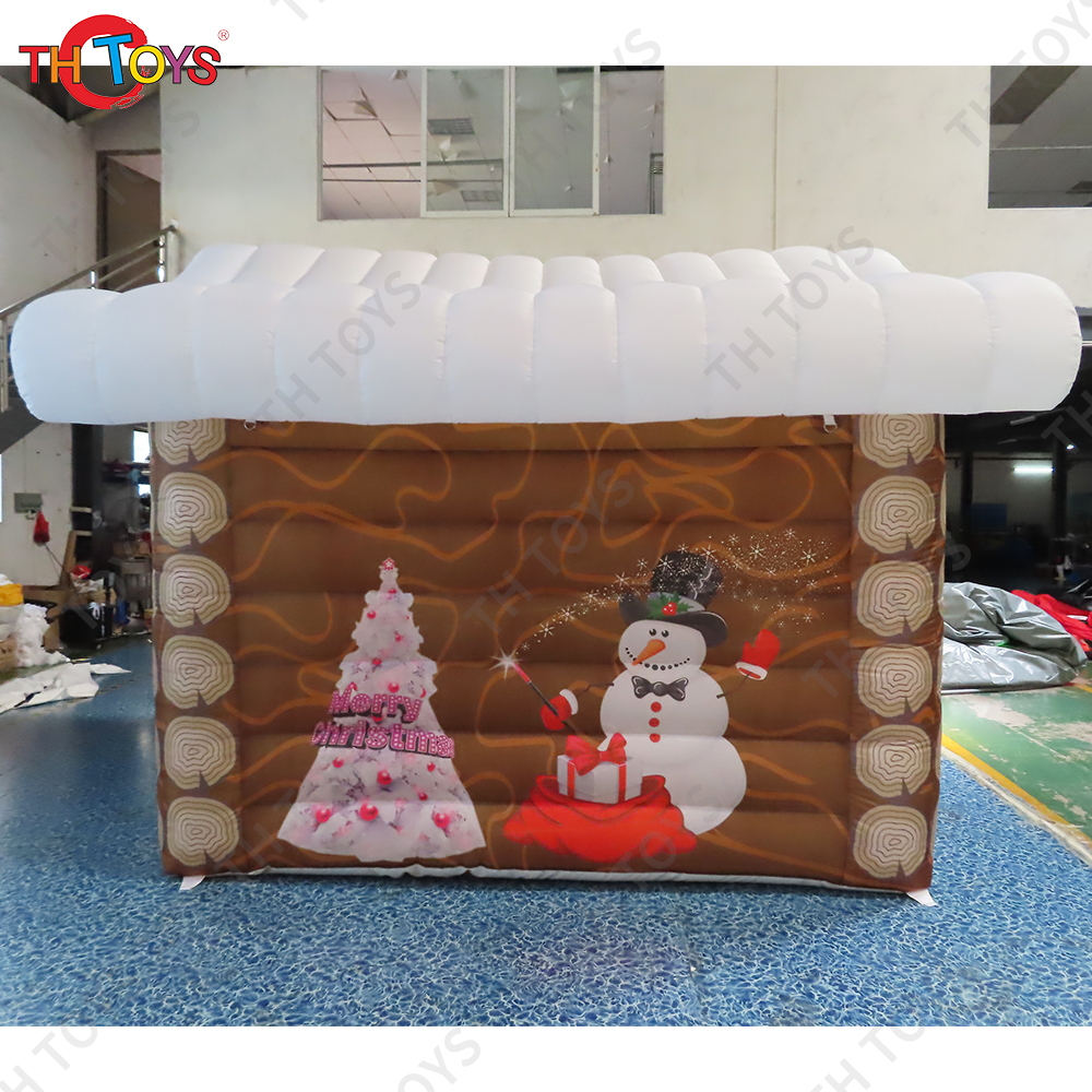 Free air shipping to door!4x3m Outdoor christmas Decoration Blow Up inflatable santa Claus grotto tent cabin house
