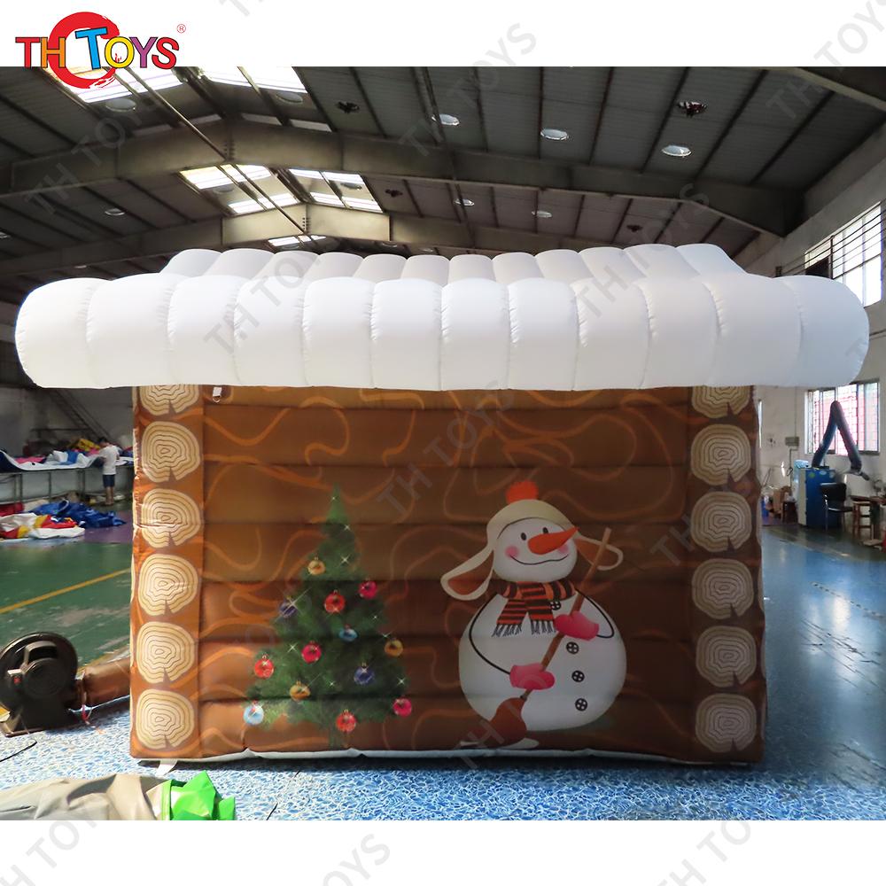 Free air shipping to door!4x3m Outdoor christmas Decoration Blow Up inflatable santa Claus grotto tent cabin house