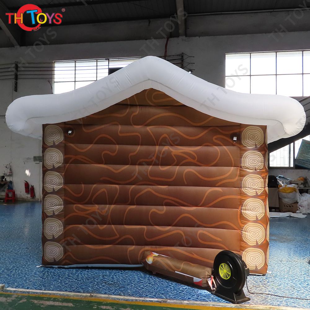 Free air shipping to door!4x3m Outdoor christmas Decoration Blow Up inflatable santa Claus grotto tent cabin house