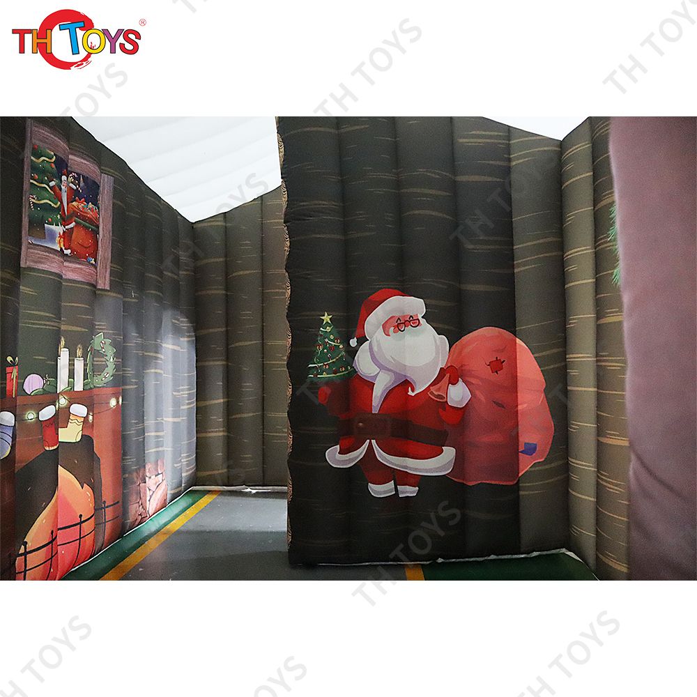 Free Air Shipping outdoor Christmas Decoration inflatable Santa house commercial Christmas air blow up grotto cabin house