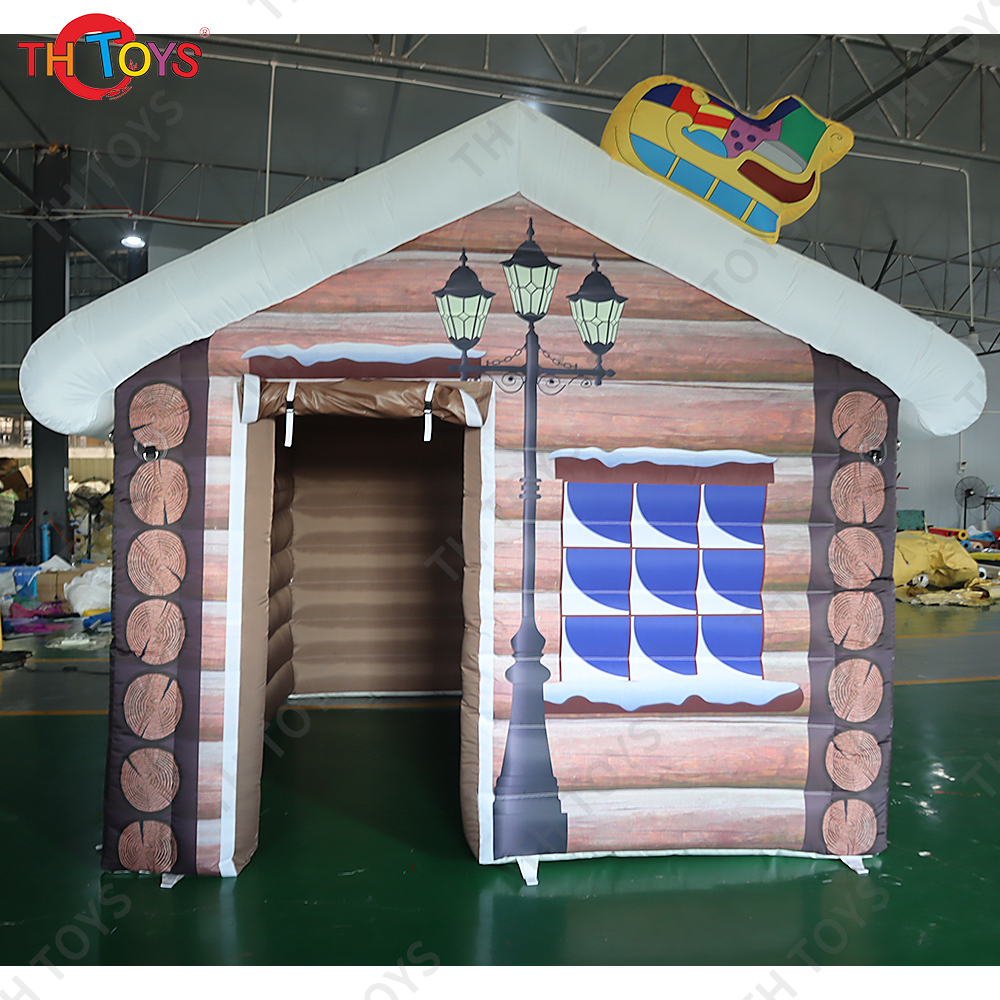 New Design Outdoor Santa Grotto Inflatable Christmas House Tent Inflatable Cabin Decoration For Events