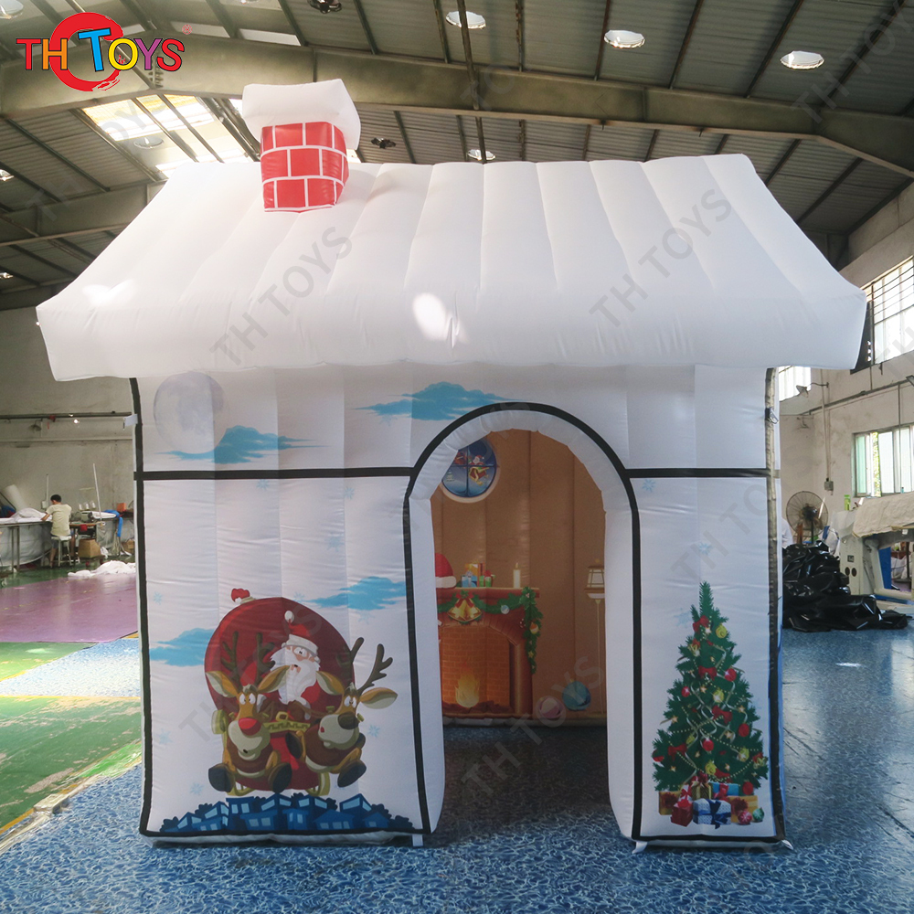Fast Shipping 4x3m Inflatable Christmas House Blow Up Santa Grotto Tent for Xmas Party Rental