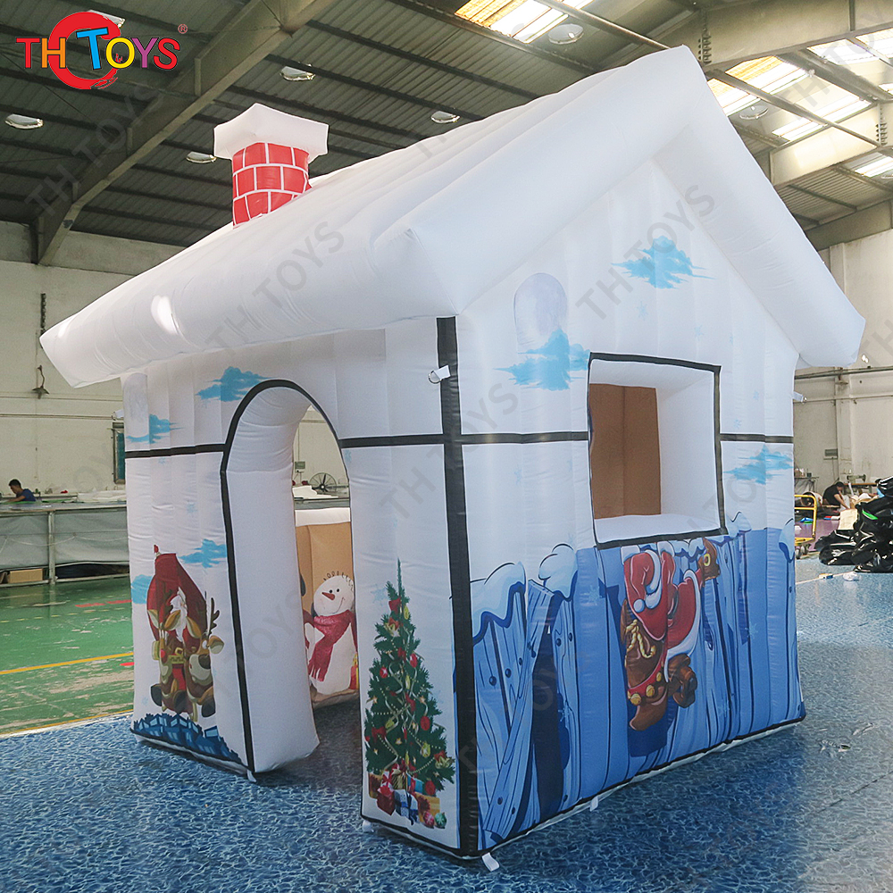 Fast Shipping 4x3m Inflatable Christmas House Blow Up Santa Grotto Tent for Xmas Party Rental