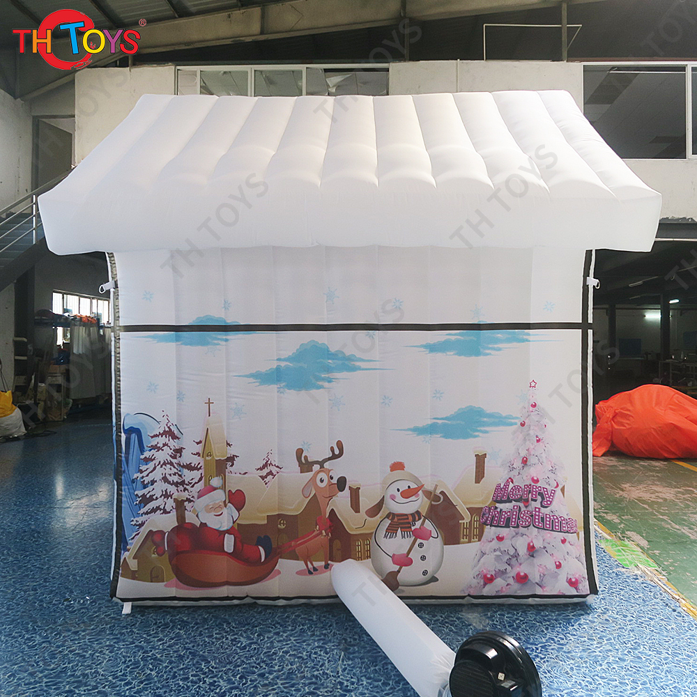 Fast Shipping 4x3m Inflatable Christmas House Blow Up Santa Grotto Tent for Xmas Party Rental