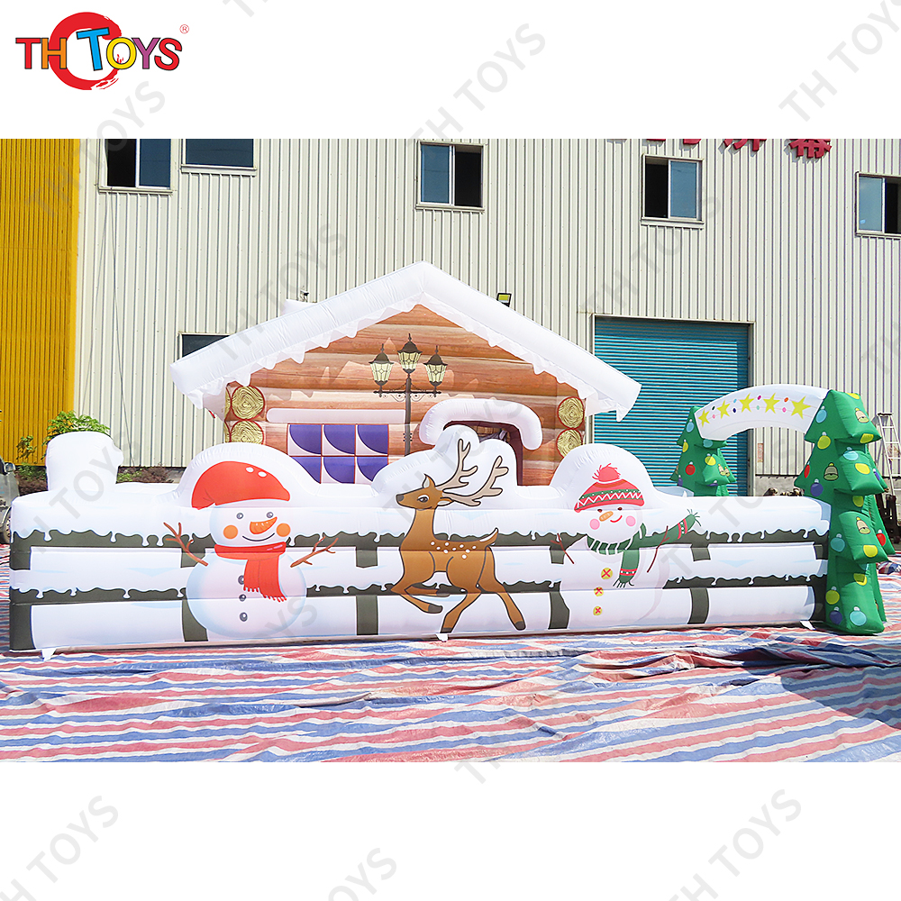 New Deluxe Santa's Grotto Festival decoration 7x5m inflatable Christmas Santa grotto house, Inflatable Christmas booth tent
