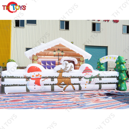 New Deluxe Santa's Grotto Festival decoration 7x5m inflatable Christmas Santa grotto house, Inflatable Christmas booth tent