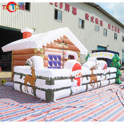New Deluxe Santa's Grotto Festival decoration 7x5m inflatable Christmas Santa grotto house, Inflatable Christmas booth tent