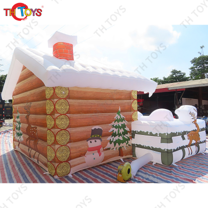 New Deluxe Santa's Grotto Festival decoration 7x5m inflatable Christmas Santa grotto house, Inflatable Christmas booth tent