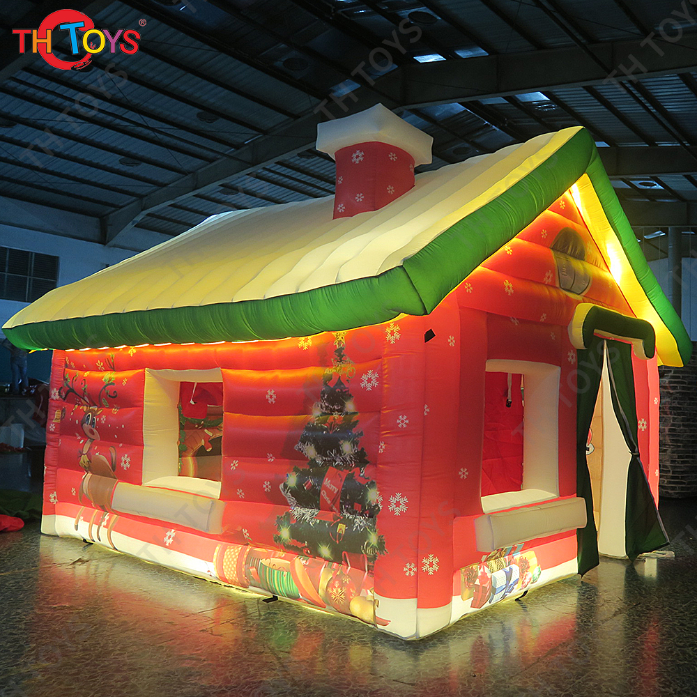 4mLx3mWx3mH new design giant lights inflatable christmas house inflatable santa house inflatable christmas santa grotto for sale