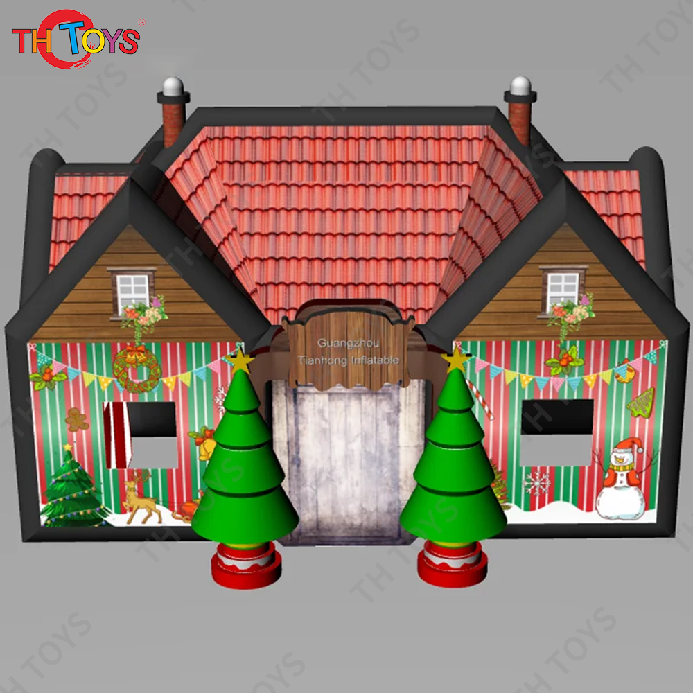 Free Door Ship 8x5m/10x6m Giant Christmas Themed Inflatable Irish Pub Tent Blow Up Bar Inn House with Xmas Tree for Sale