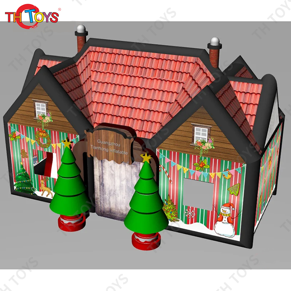 Free Door Ship 8x5m/10x6m Giant Christmas Themed Inflatable Irish Pub Tent Blow Up Bar Inn House with Xmas Tree for Sale