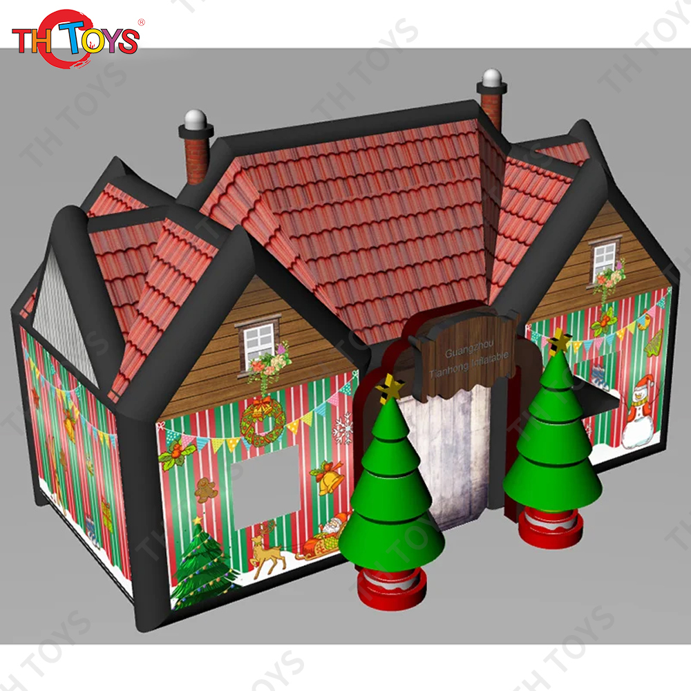 Free Door Ship 8x5m/10x6m Giant Christmas Themed Inflatable Irish Pub Tent Blow Up Bar Inn House with Xmas Tree for Sale