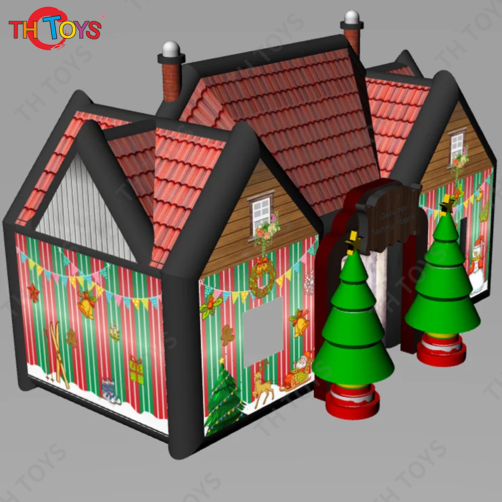 Free Door Ship 8x5m/10x6m Giant Christmas Themed Inflatable Irish Pub Tent Blow Up Bar Inn House with Xmas Tree for Sale