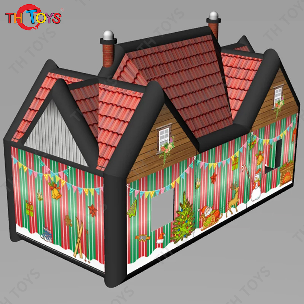 Free Door Ship 8x5m/10x6m Giant Christmas Themed Inflatable Irish Pub Tent Blow Up Bar Inn House with Xmas Tree for Sale
