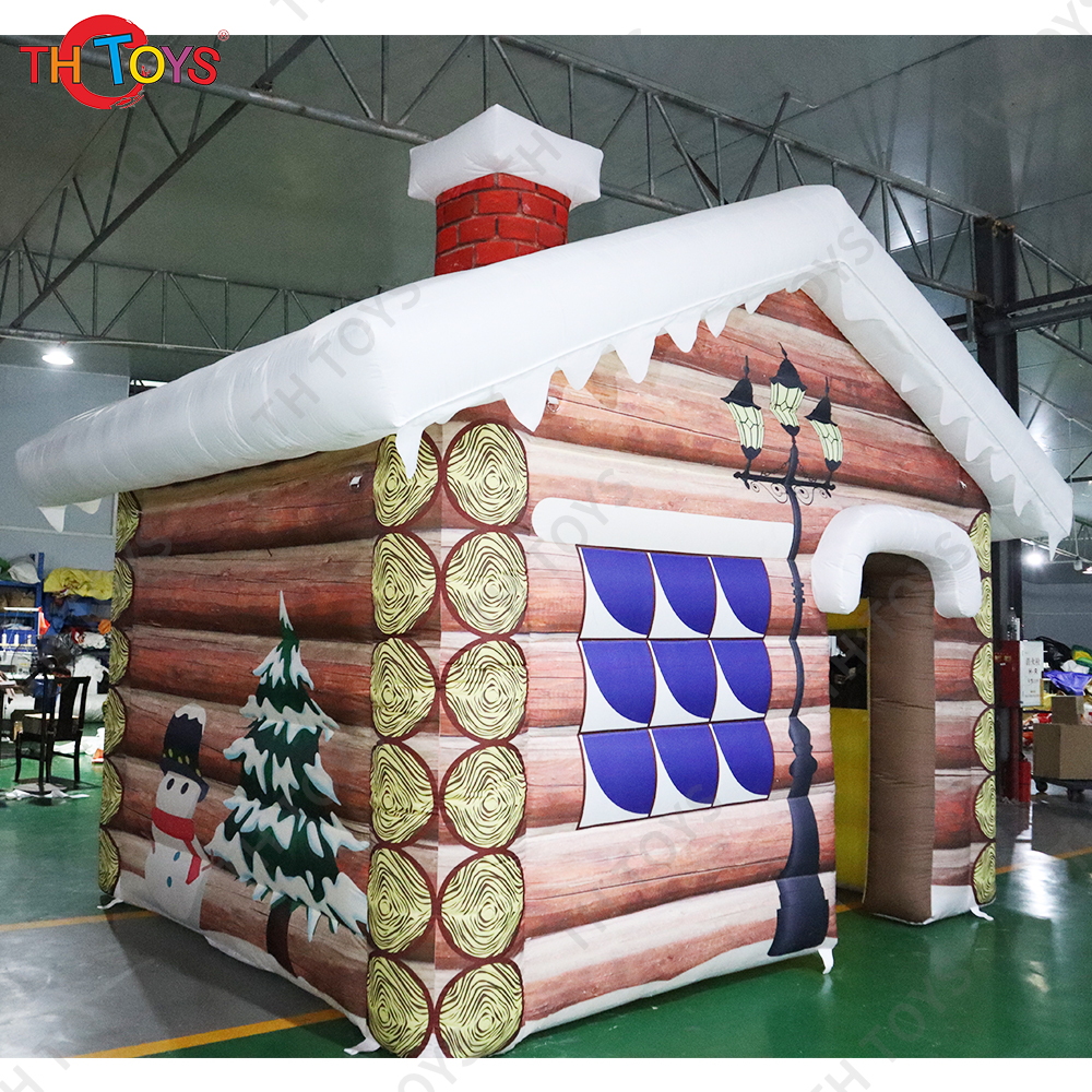 New Design 3x3m Outdoor Santa Grotto Inflatable Christmas House Tent Inflatable Cabin Decoration For Events