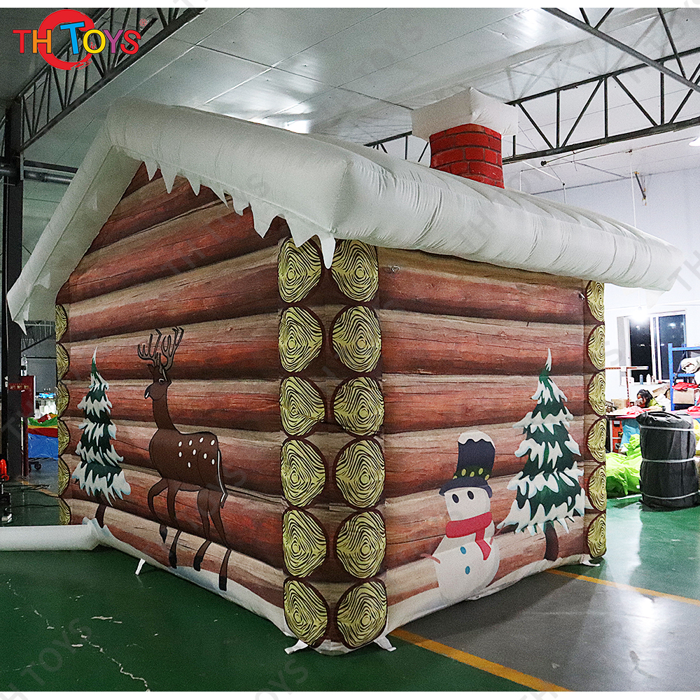 New Design 3x3m Outdoor Santa Grotto Inflatable Christmas House Tent Inflatable Cabin Decoration For Events