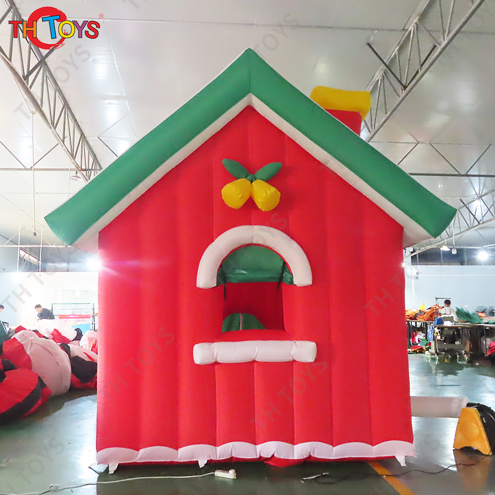 Free air shipping to door!8x3m Christmas decorating Inflatable Santa Grotto, newest inflatable santa claus cabin house