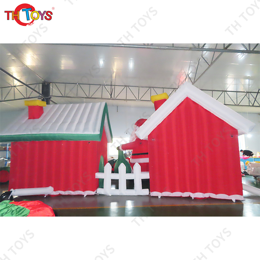 Free air shipping to door!8x3m Christmas decorating Inflatable Santa Grotto, newest inflatable santa claus cabin house