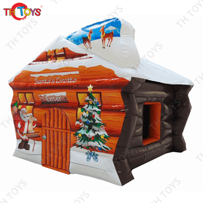 Free ship to door, Christmas decoration santa's grotto inflatable santa tent house for event advertising