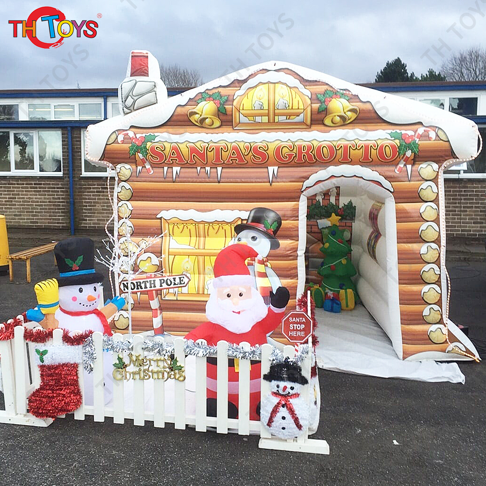free air ship to door, 10x10ft inflatable Santa grotto, advertising inflatable christmas house,inflatable Christmas tent