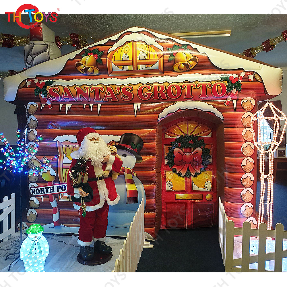 free air ship to door, 10x10ft inflatable Santa grotto, advertising inflatable christmas house,inflatable Christmas tent