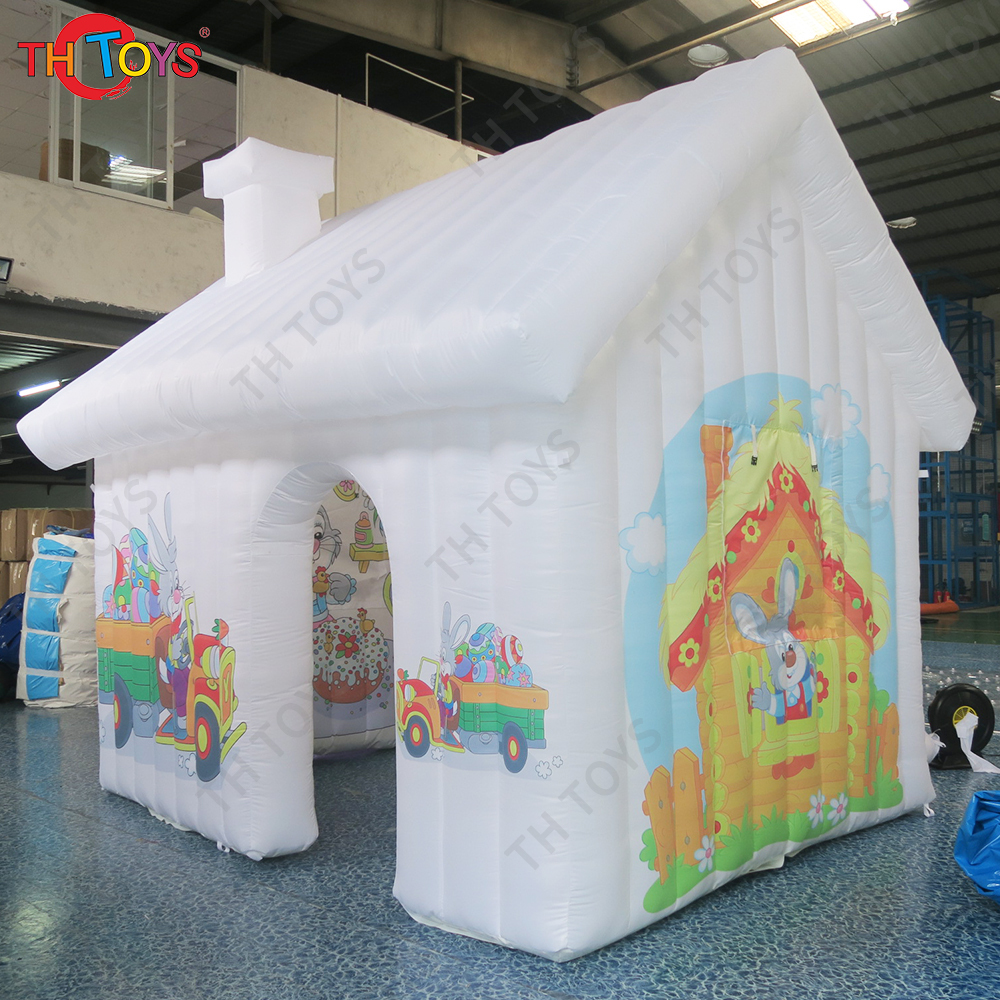 free door shipping 4x3x3mH inflatable Easter House for sale, cheap inflatable Easter House, inflatable sante grotto, Easter tent