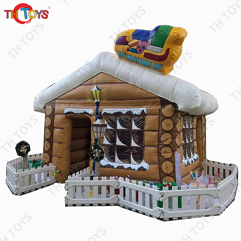 Free air shipping to door!3x3m pvc inflatable Santa grotto newest Christmas air blow up grotto cabin house for sale